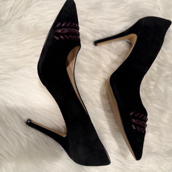 White House Black Market Shoes - White House Black Market Black and Burgundy Heels